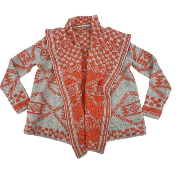 Xtaren Orange Open Front Chunky Cardigan Womens Size Small Acrylic Southwestern - Picture 1 of 8